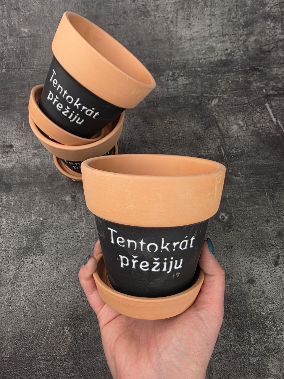 Terakotový černý obal Tentokrát přežiju na 10 cmcm