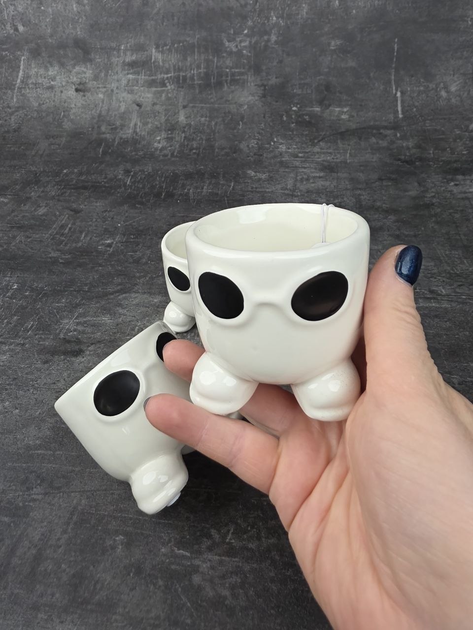 Obal mini keramický krémový s brýlema a botama